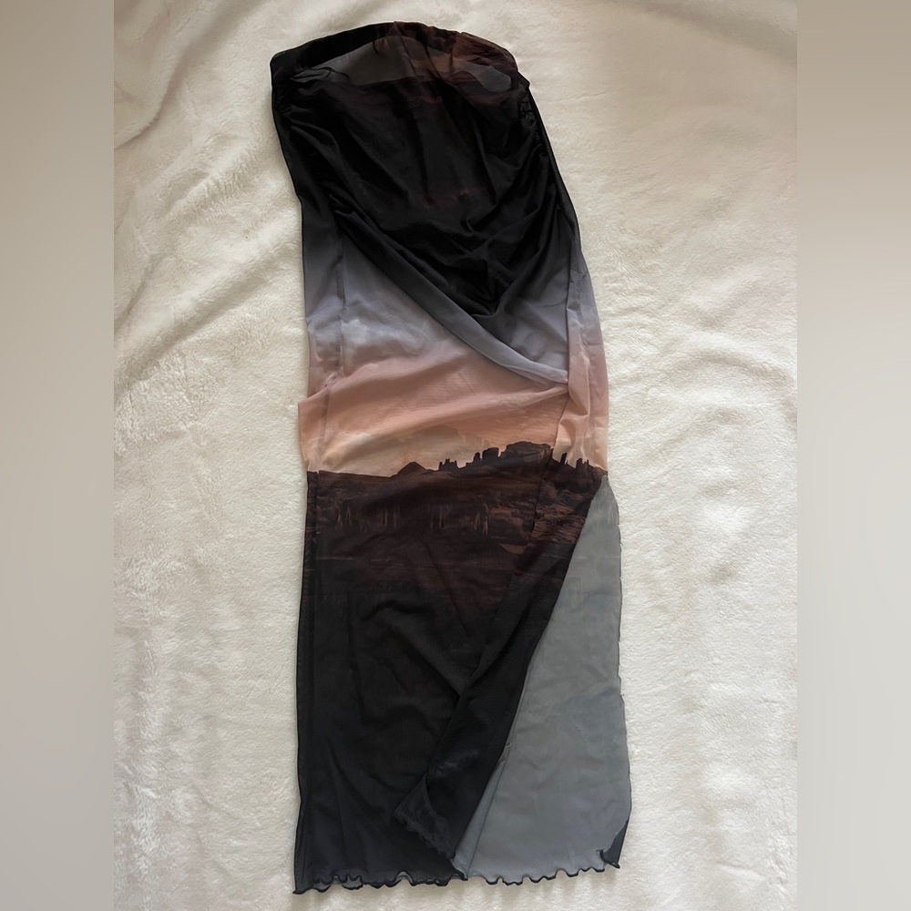Western print maxi beach skirt